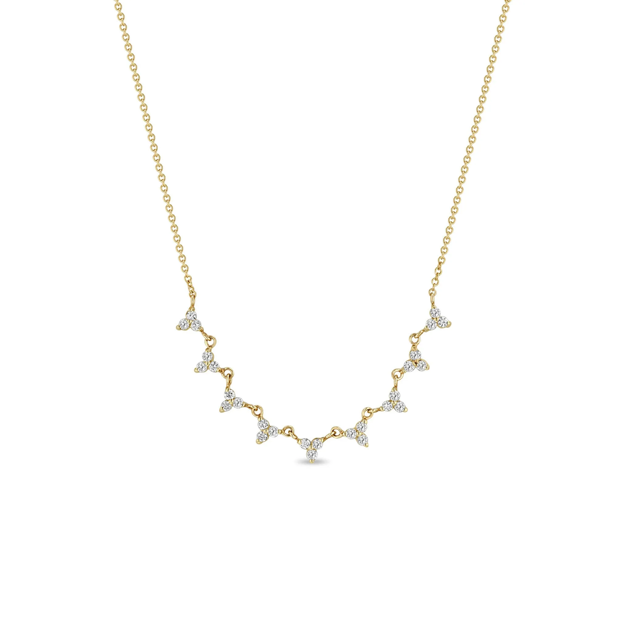 14k 9 Linked Diamond Trio Necklace