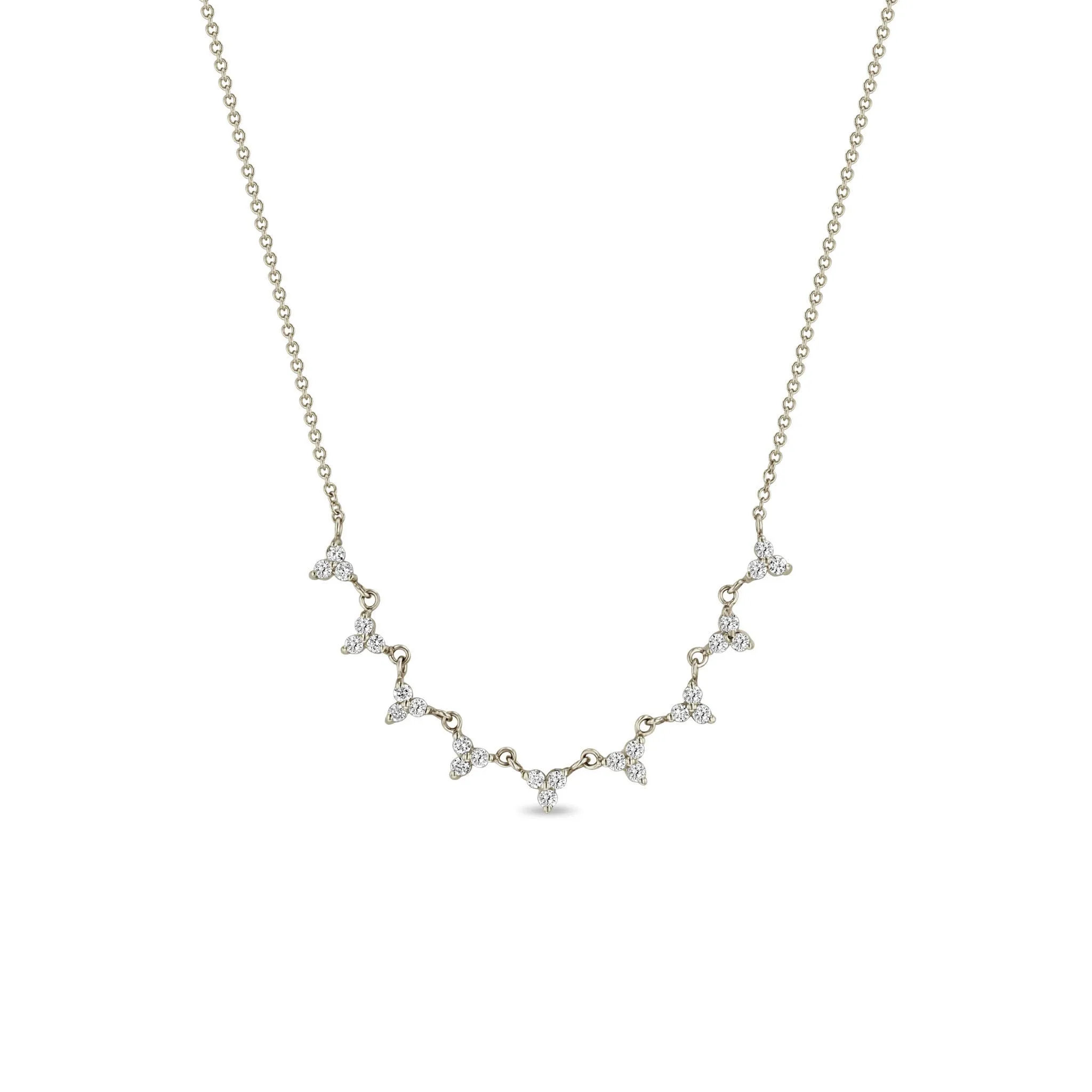 14k 9 Linked Diamond Trio Necklace