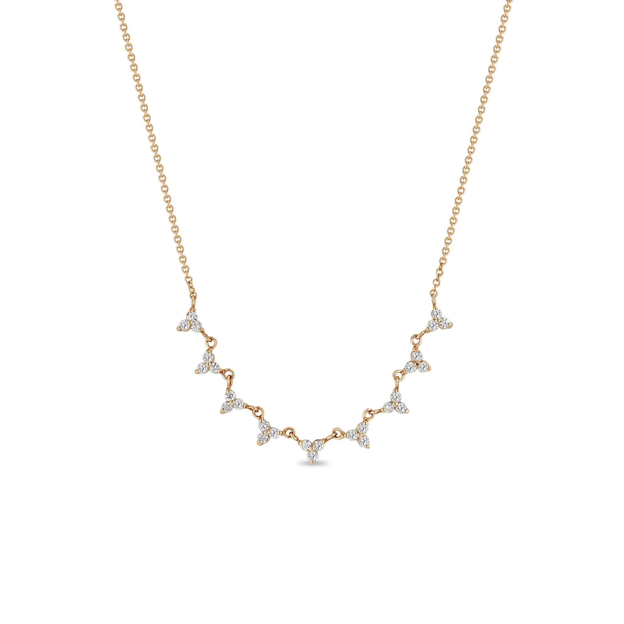 14k 9 Linked Diamond Trio Necklace