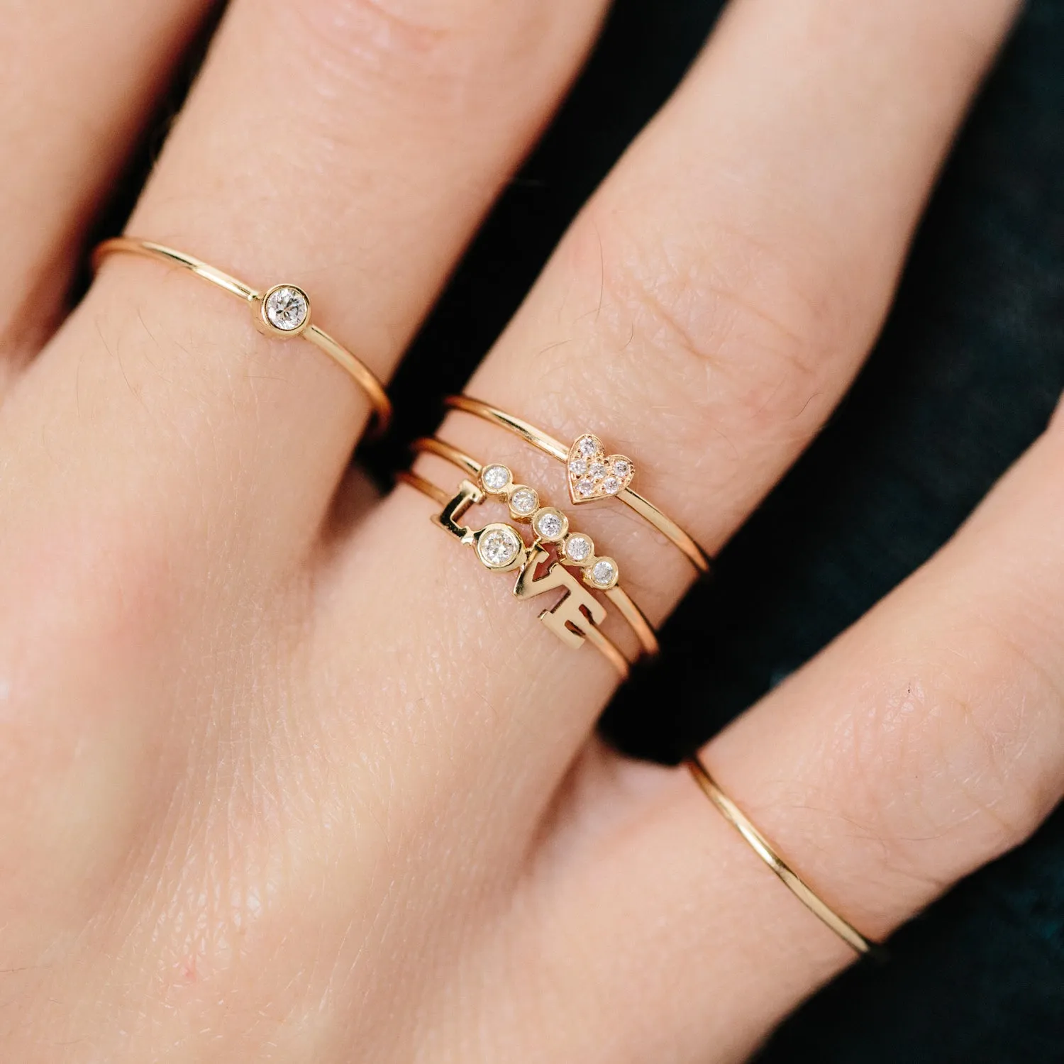 14k Itty Bitty Diamond LOVE Ring