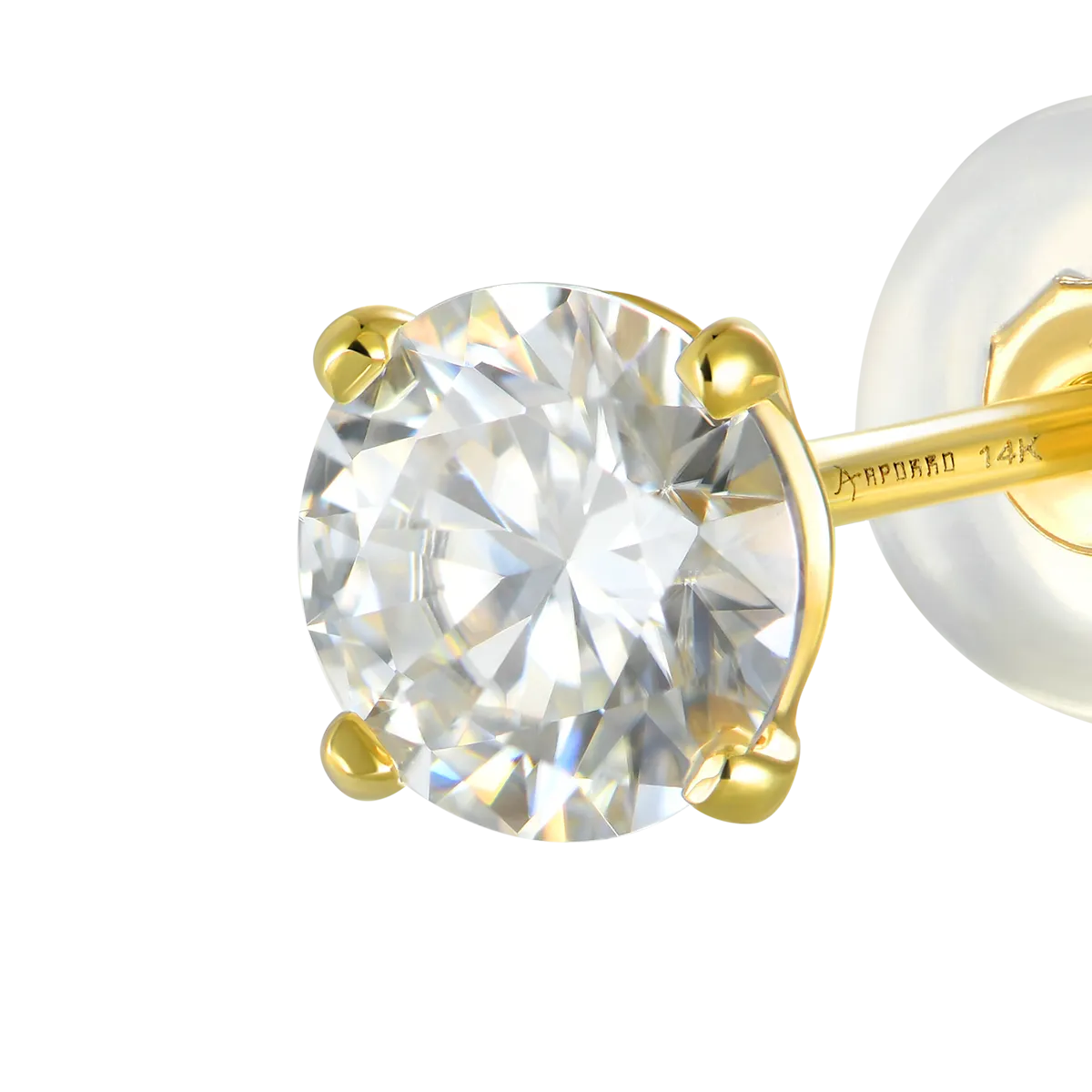 14K Soild Gold Round Diamond Stud Earring