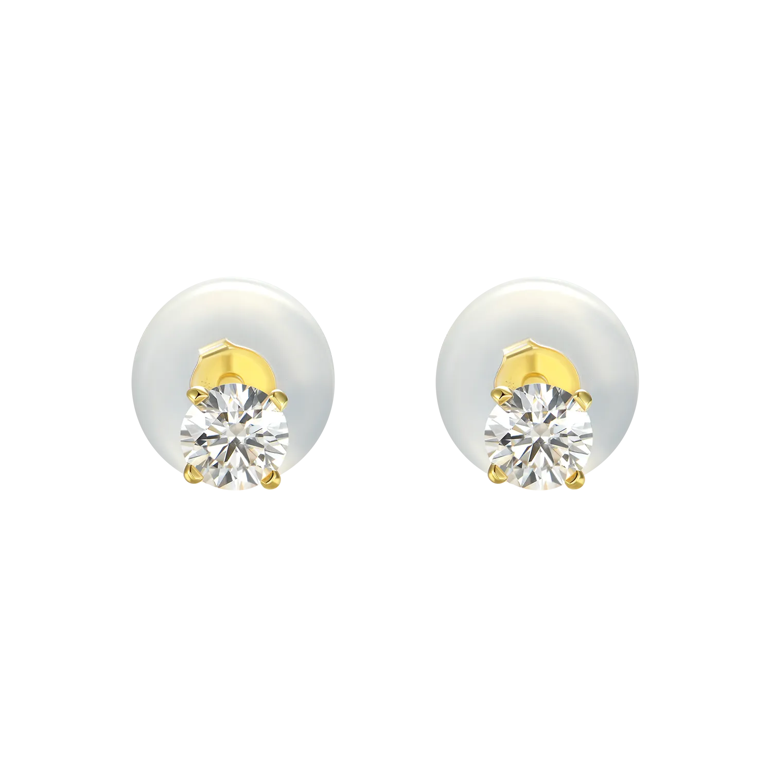 14K Soild Gold Round Diamond Stud Earring