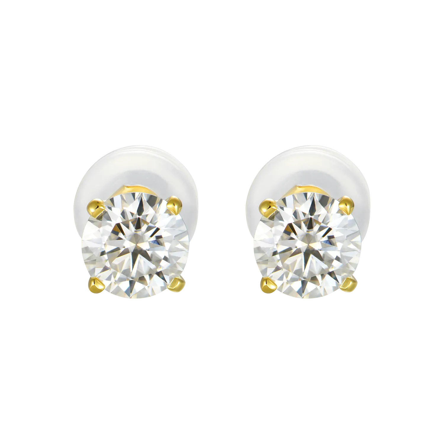 14K Soild Gold Round Diamond Stud Earring