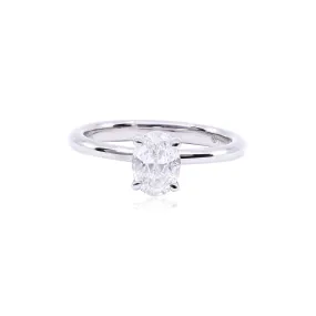 14K WHITE GOLD OVAL DIAMOND SOLITAIRE ENGAGEMENT RING 0.80CT