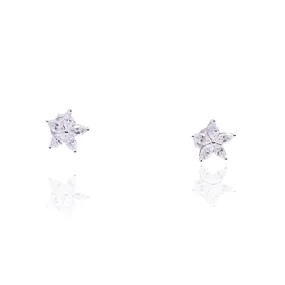 18K WHITE GOLD MARQUISE DIAMOND STAR SHAPED STUD EARRINGS 0.82CTW