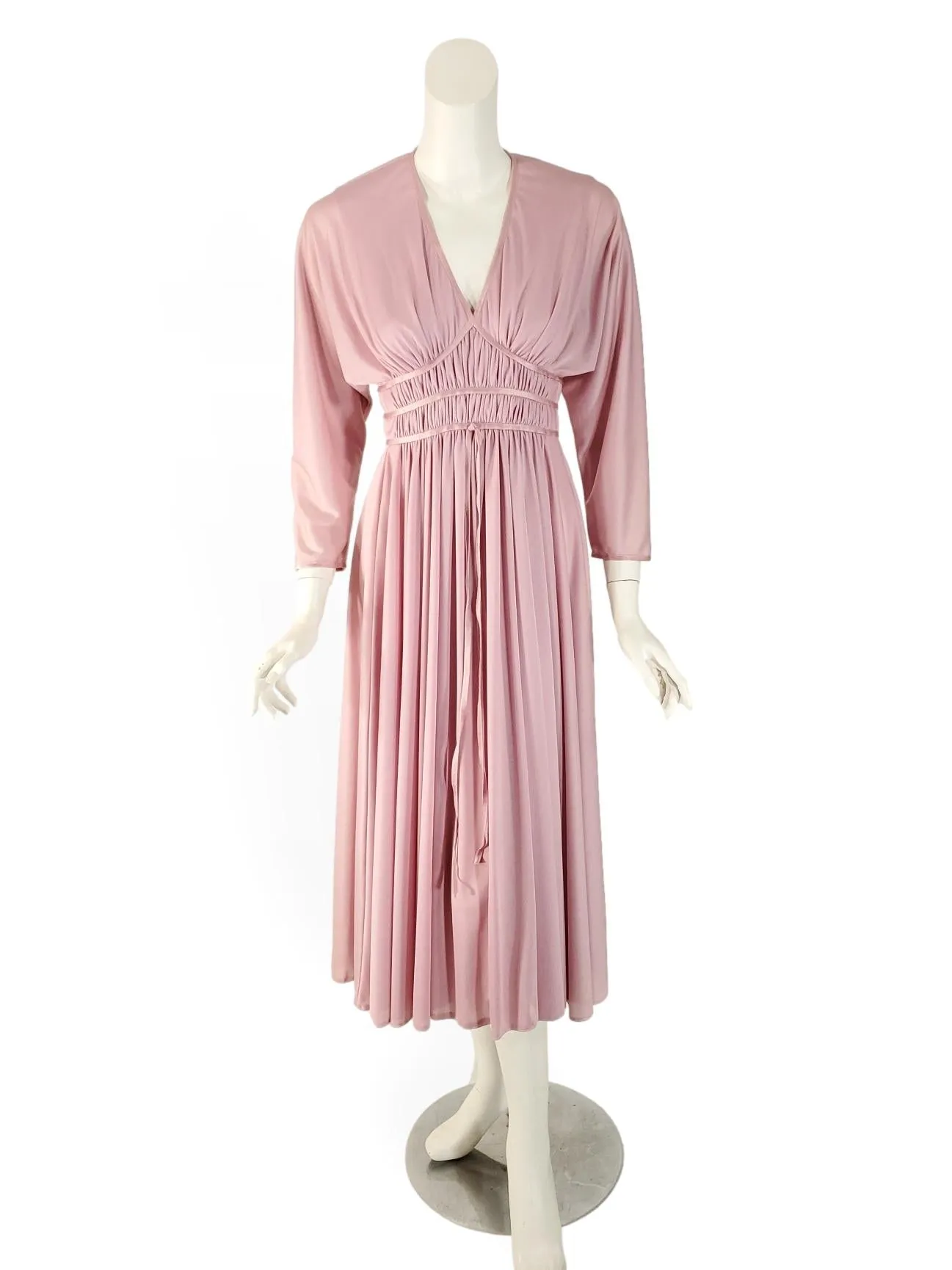 70s/80s Jerry Silverman Goddess Dress in Mauve Pink - sm