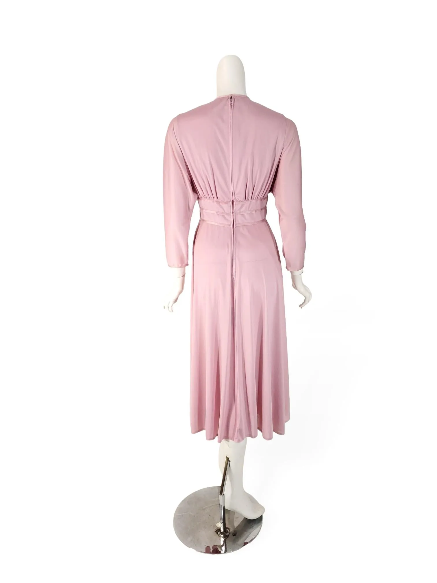 70s/80s Jerry Silverman Goddess Dress in Mauve Pink - sm