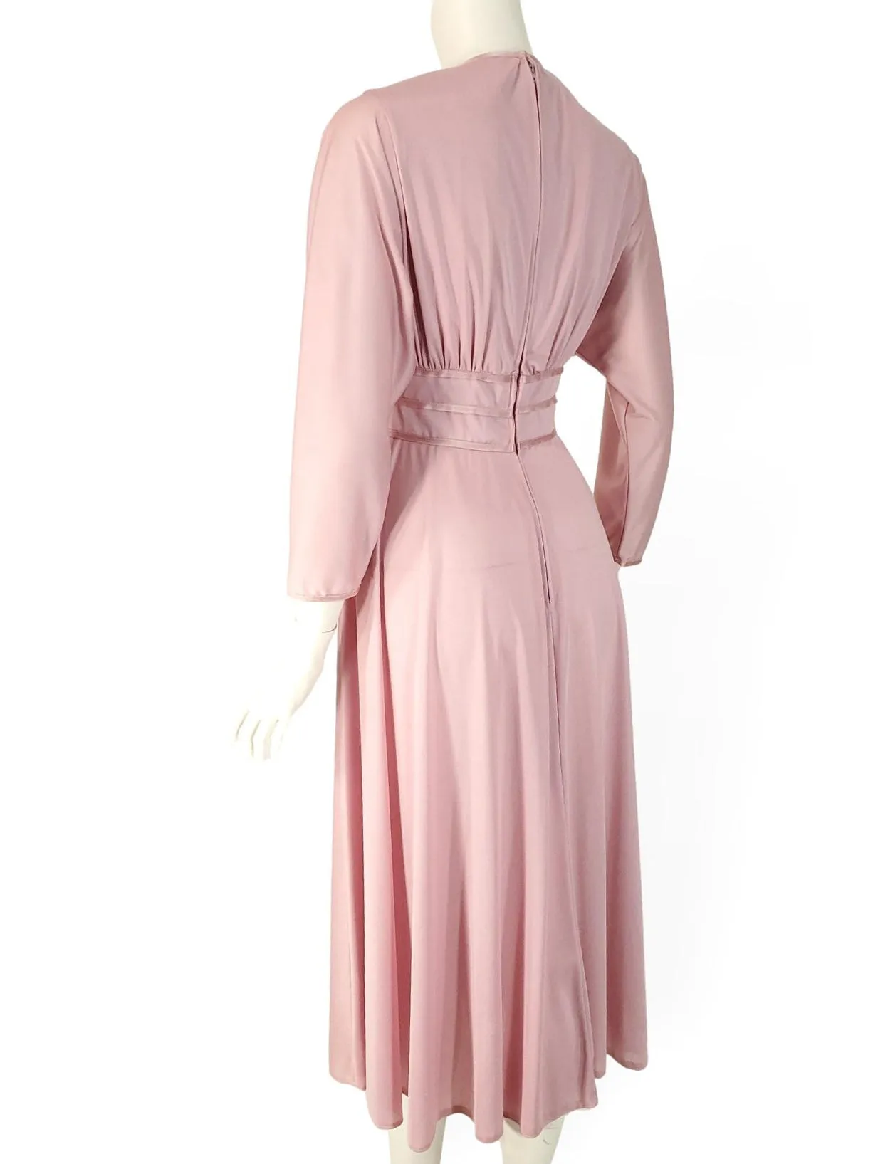 70s/80s Jerry Silverman Goddess Dress in Mauve Pink - sm