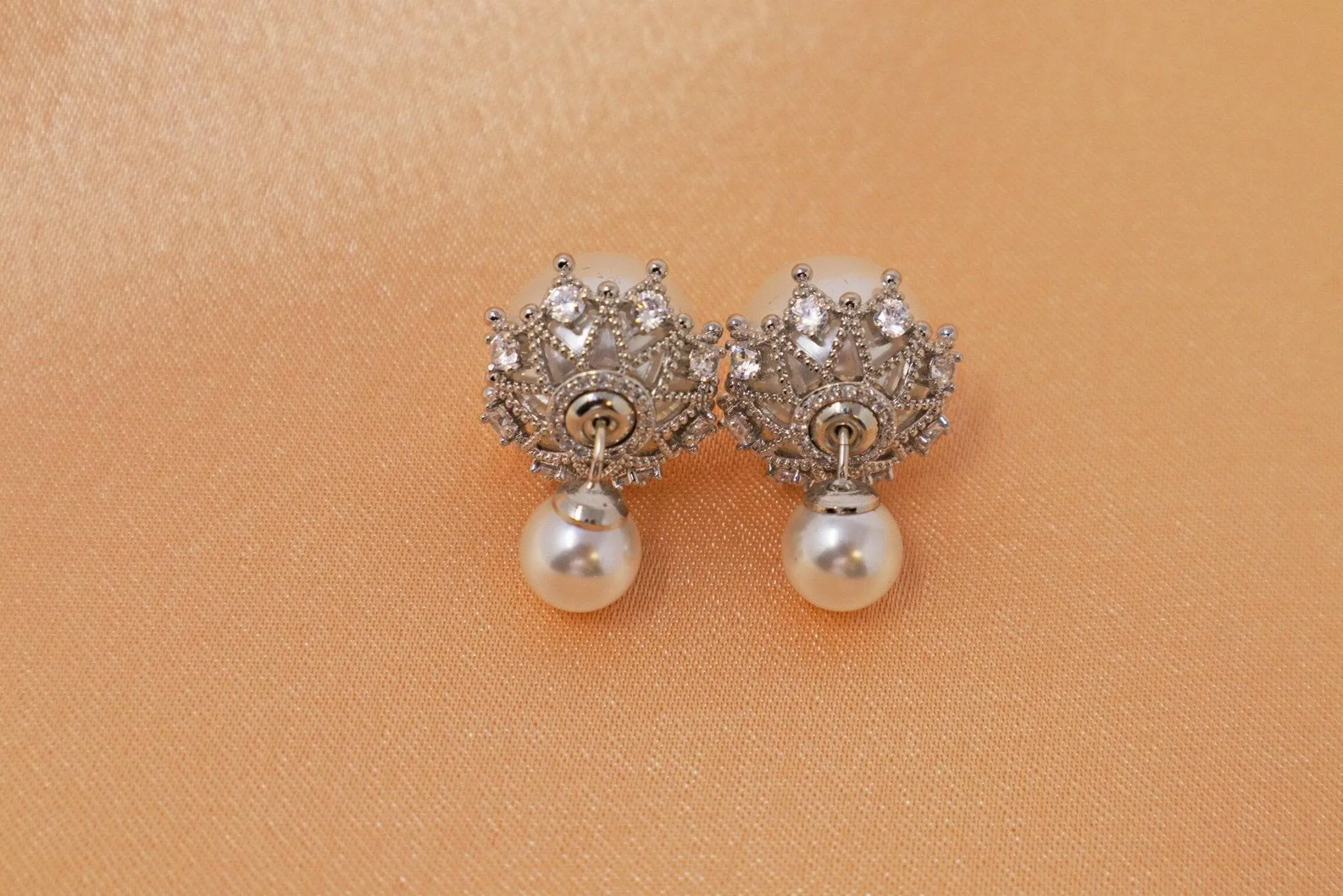 925 Sterling Silver, Crystal/Imitation Pearl Earrings, Bridal Earrings, Statement Earrings