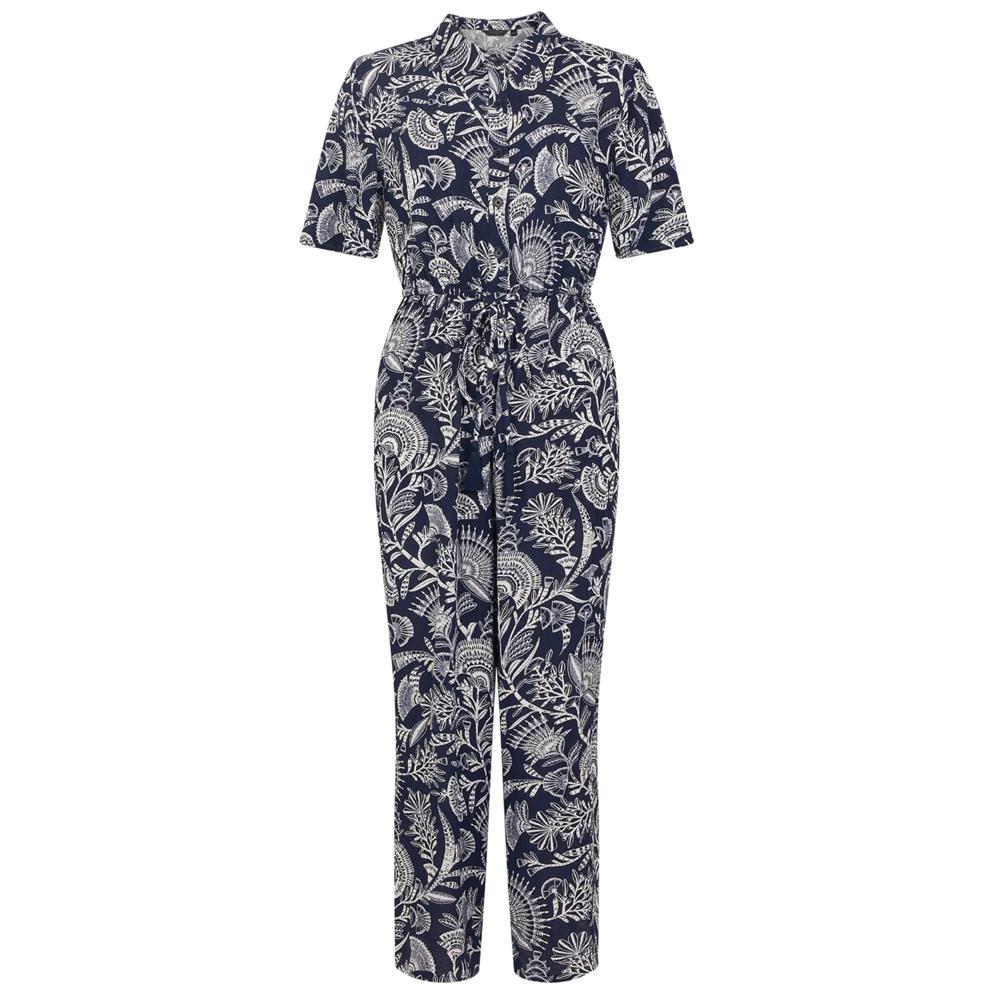 Accessorize London Women's Navy Blue Fan Print Jumpsuit Large