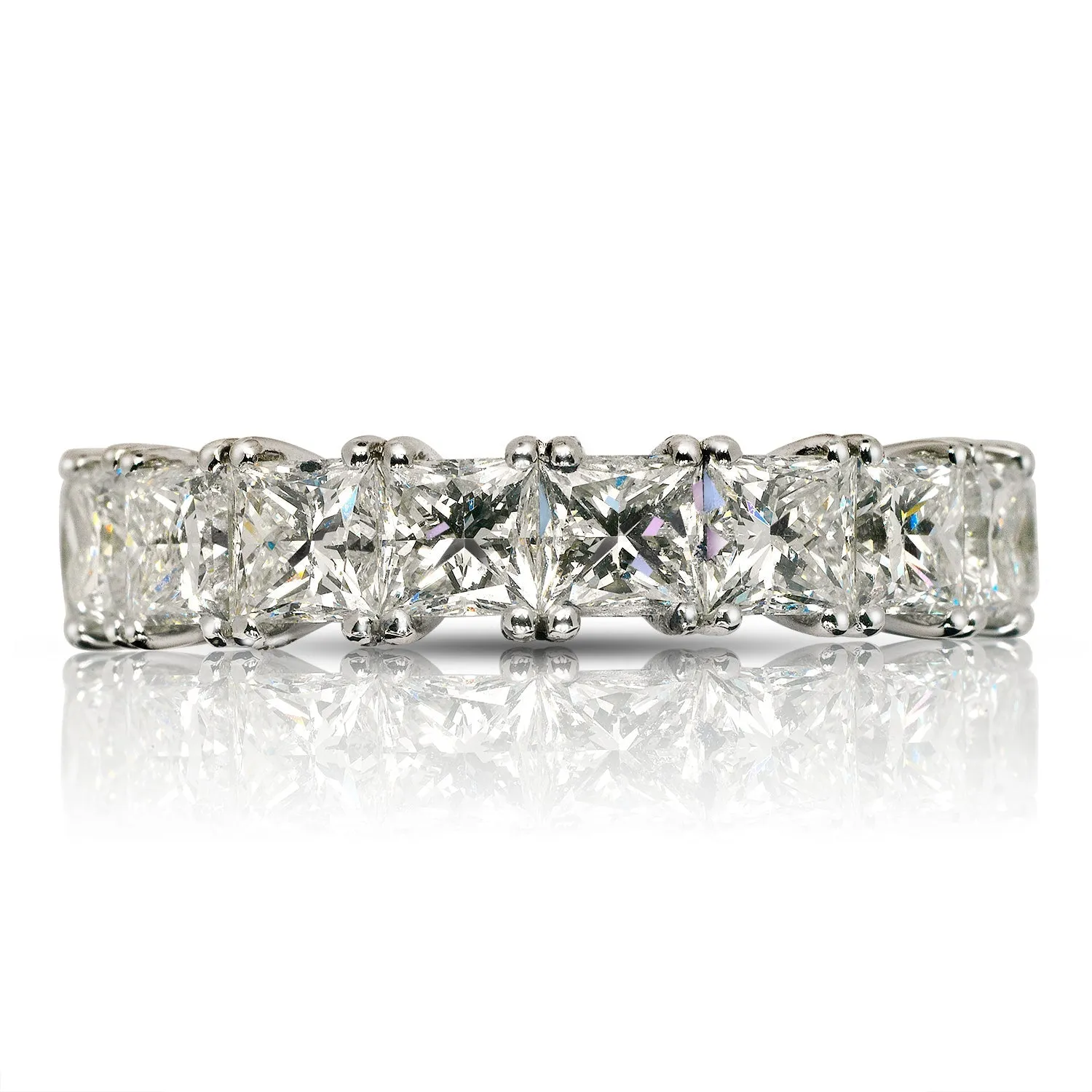 ADIV 10 Carat Princess Cut Diamond Eternity Band in 18K White Gold  Shared Prong 55 pointer By Mike Nekta