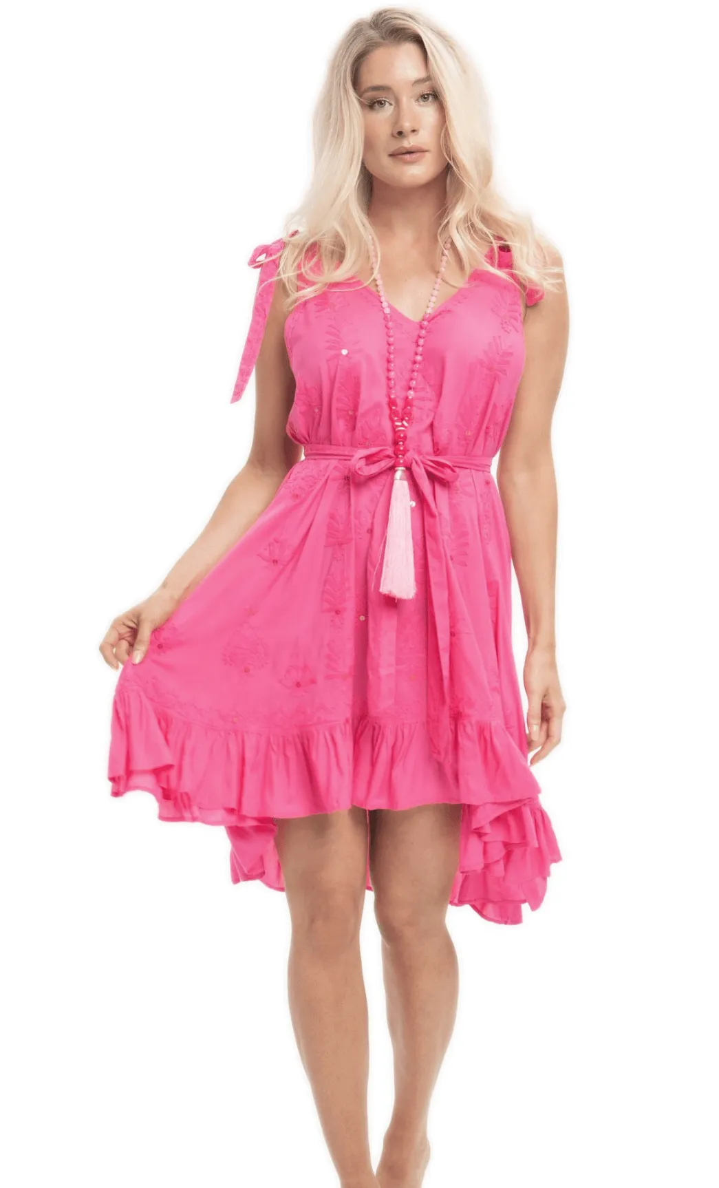 Amal Slip Dress in Neon Pink