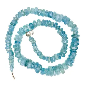 Aquamarine Rough Faceted Chunk Necklace With Sterling Silver Trigger Clasp