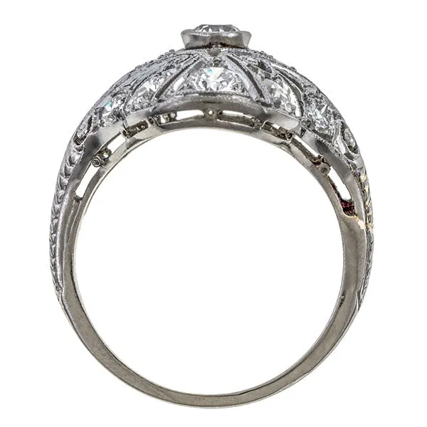 Art Deco Diamond Dinner Ring, Old Euro 0.15ct