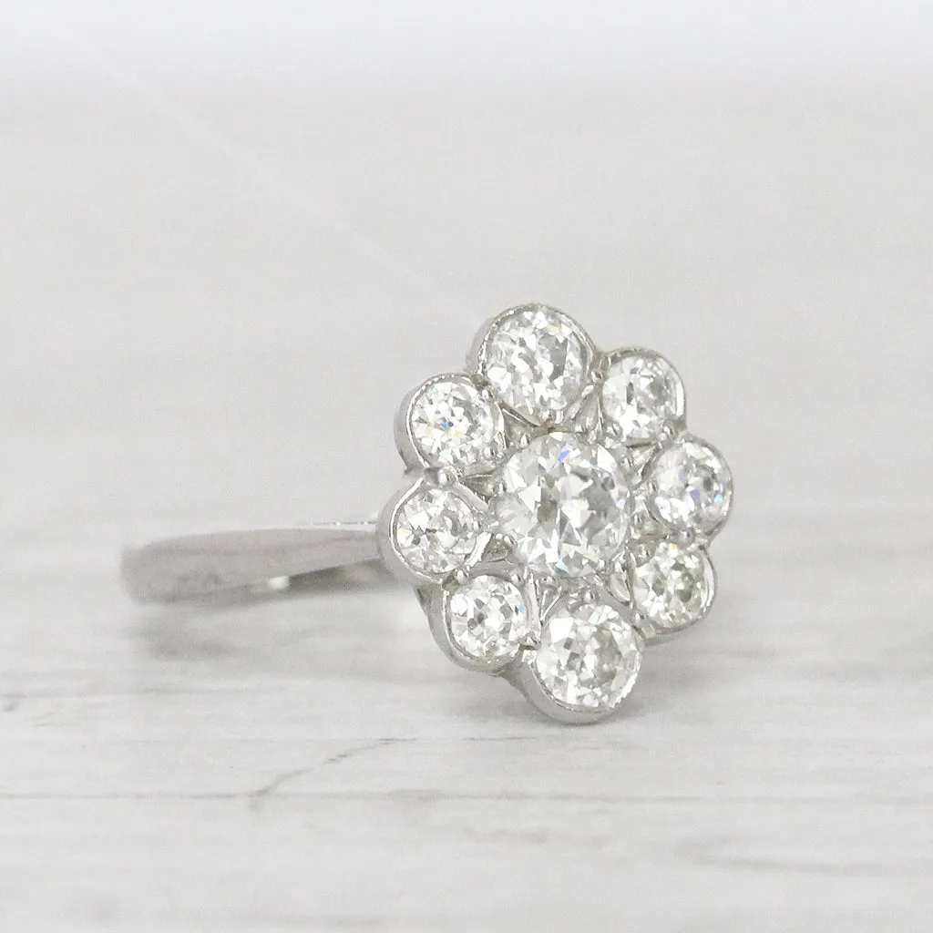 Art Deco Style 1.20 Carat Old European Cut Diamond Cluster