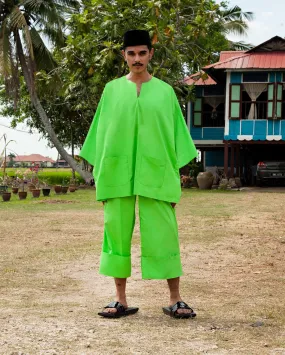 Baju Melayu Pendek (Neon Green)