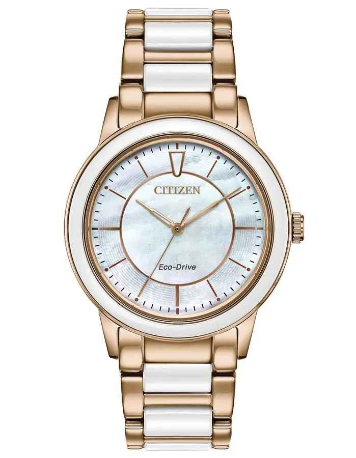 Citizen Eco-Drive Chandler - Rose Gold-Tone & Ceramic -Mother of Pearl -Bracelet