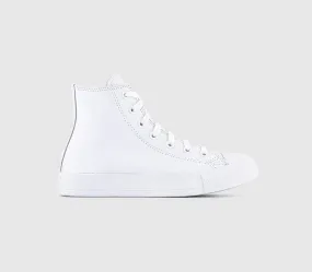 Converse All Star Hi Leather White Mono Leather Trainers