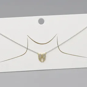 CZ Pave Angel Wings Pendant Gold Dipped Chain Necklace