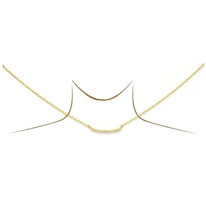 CZ Pave Bar Gold Dipped Short Chain Necklace