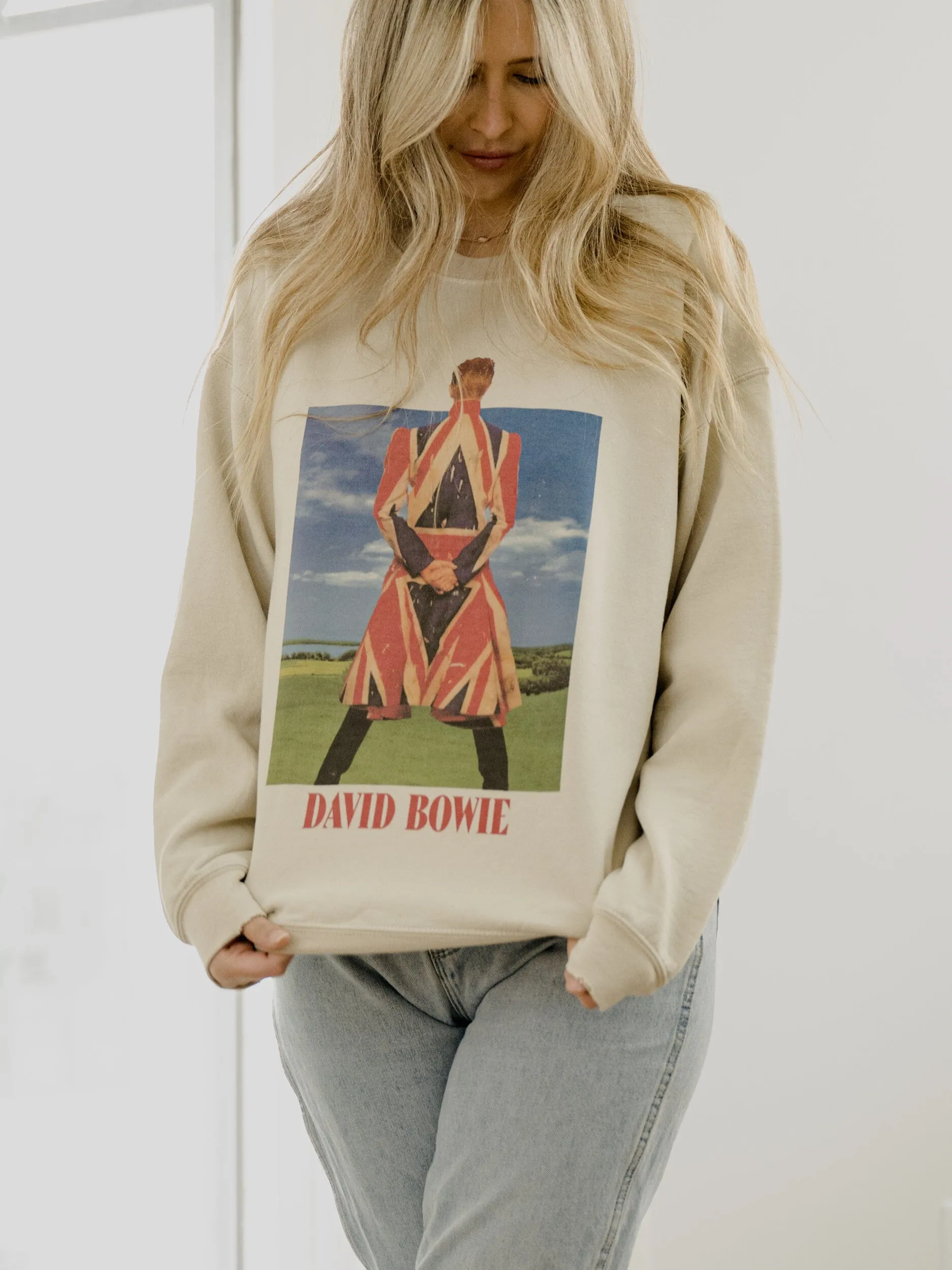 David Bowie Earthling Sand Thrifted Sweatshirt