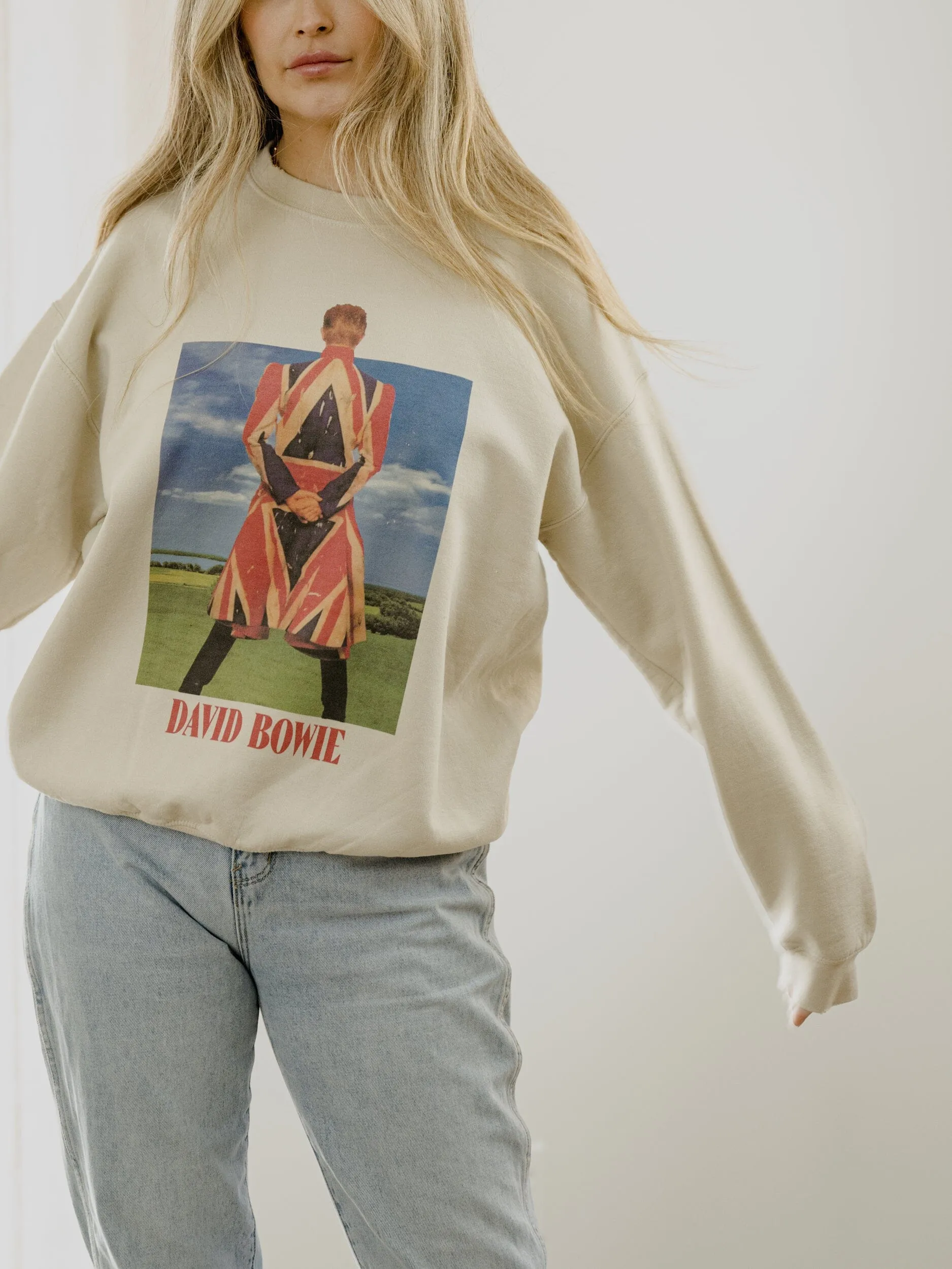 David Bowie Earthling Sand Thrifted Sweatshirt