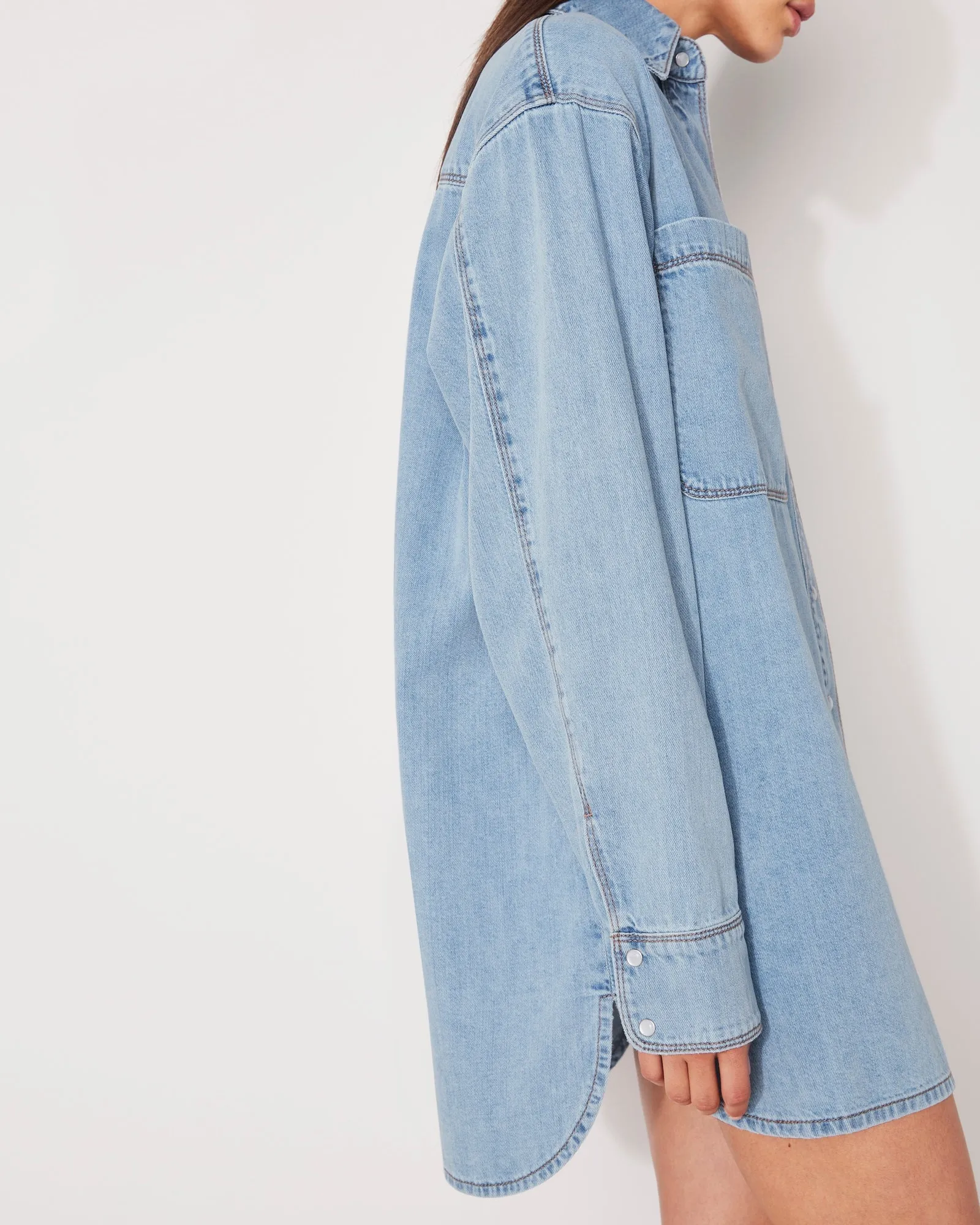 DENIM SHIRT DRESS - FADED INDIGO