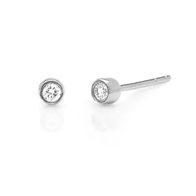 EF Collection - Diamond Bezel Single Stud Earring, White Gold