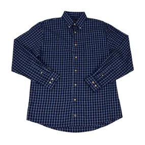 'FX Fusion' Men's Checked Button Down - Navy / Tan