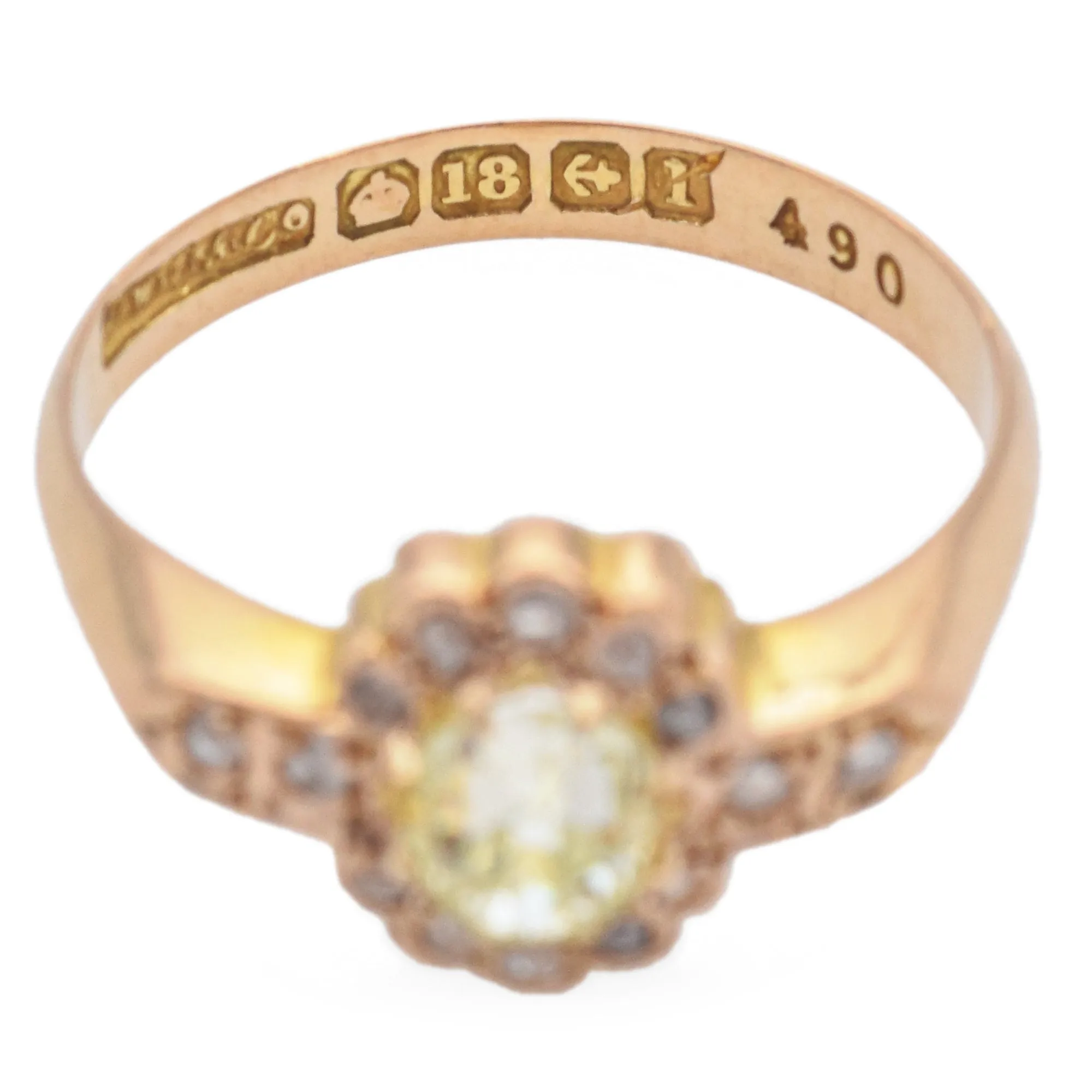 GIA A.W.C & Co. 0.62 Ct Greenish Yellow Old Mine Cut Diamond 18K Gold Ring