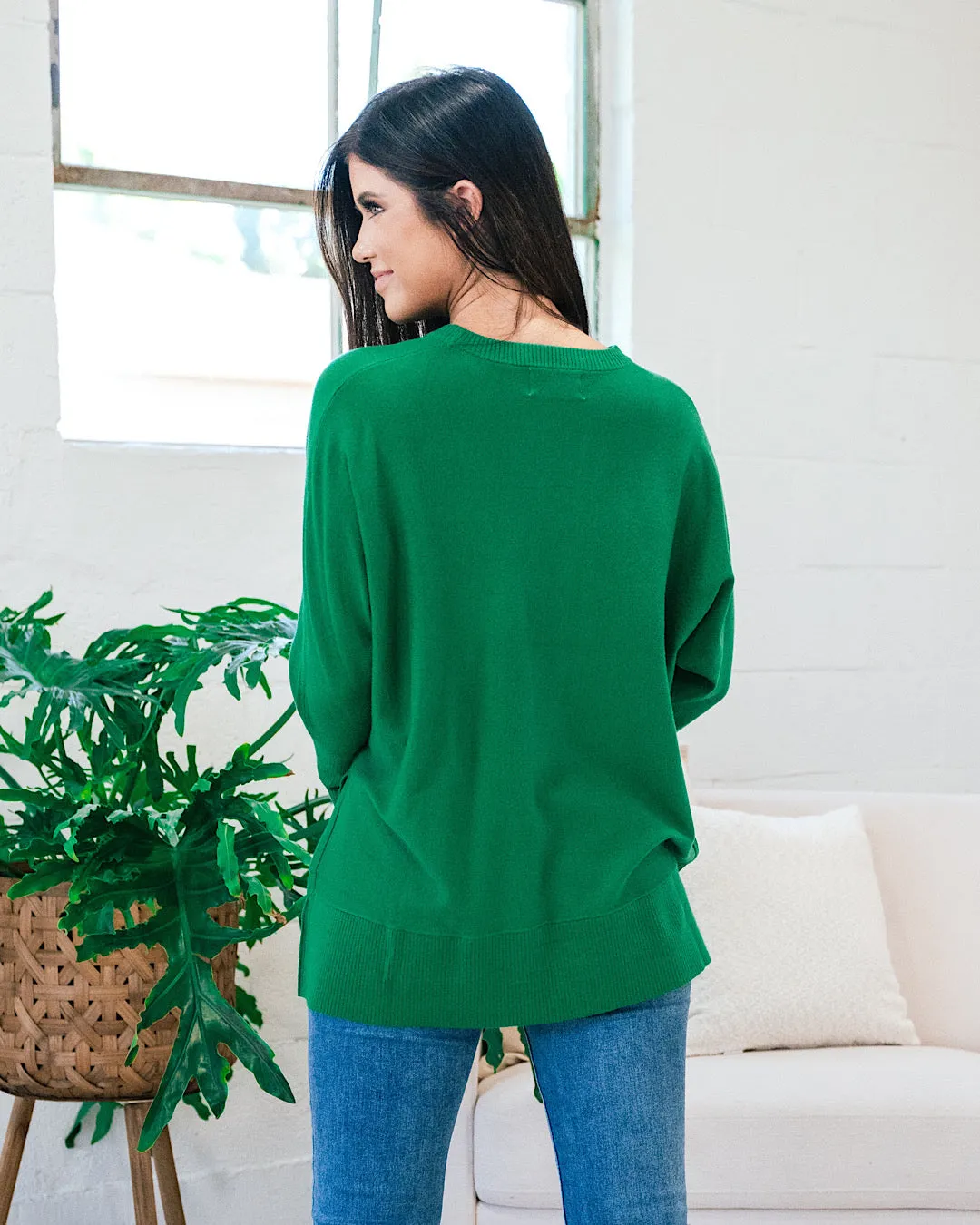 Iris Drop Shoulder Sweater - Kelly Green