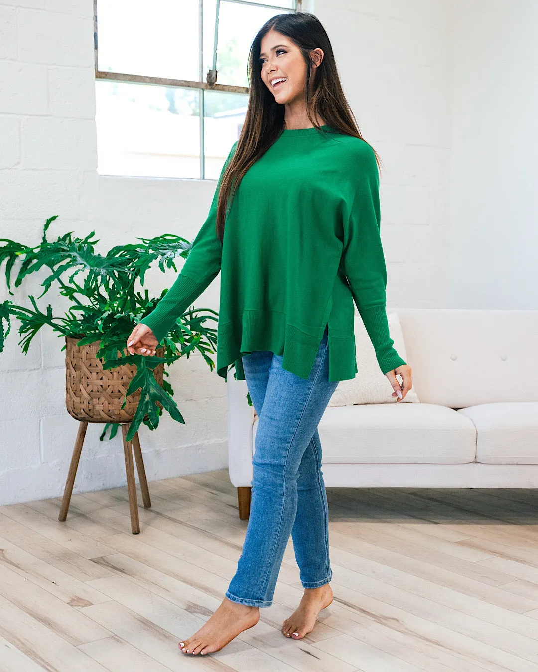 Iris Drop Shoulder Sweater - Kelly Green