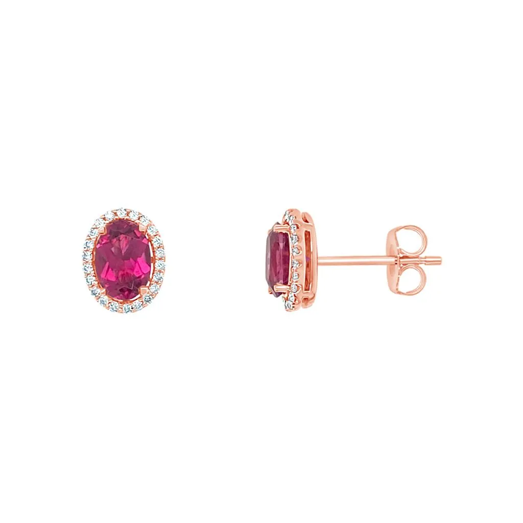 Irisa by Martin Binder Oval Tourmaline & Diamond Halo Stud Earrings