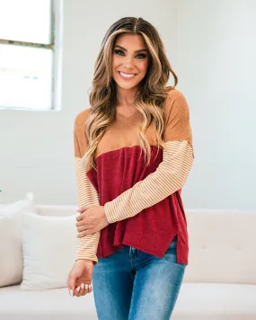 Kelce Gold and Crimson Colorblock Top