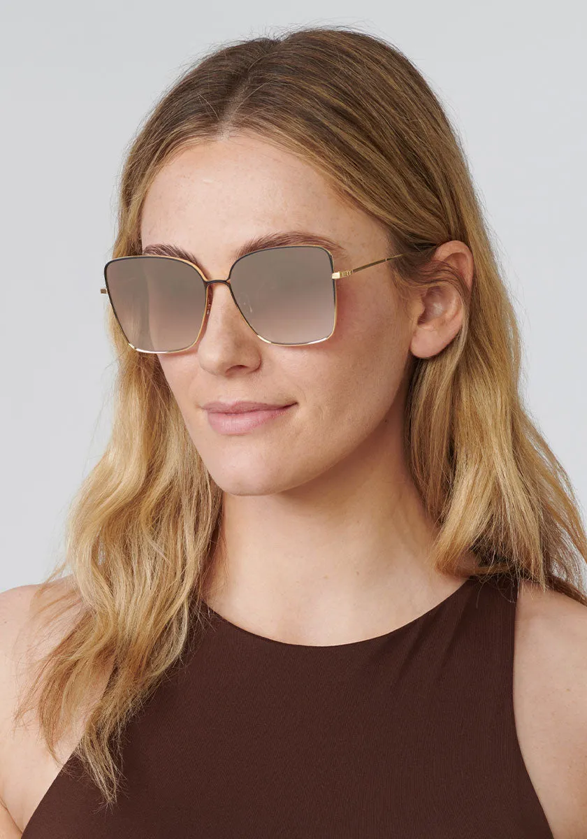 Krewe Dolly Sunglasses - Matte Black Fade   24K Mirrored