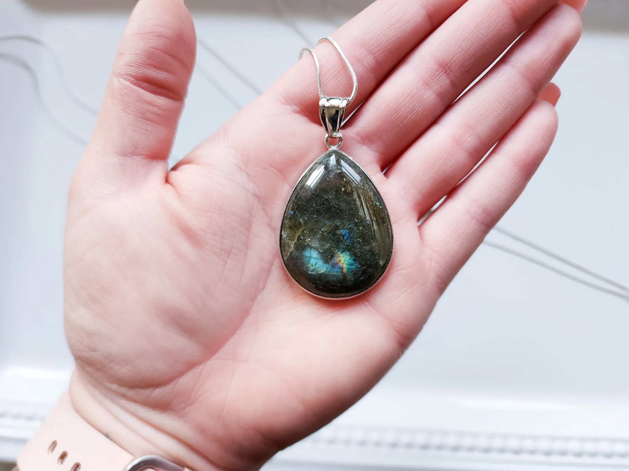 Labradorite Dew Drop Necklace