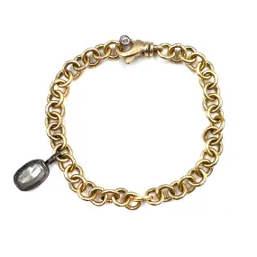 Link Bracelet with Diamond Charm