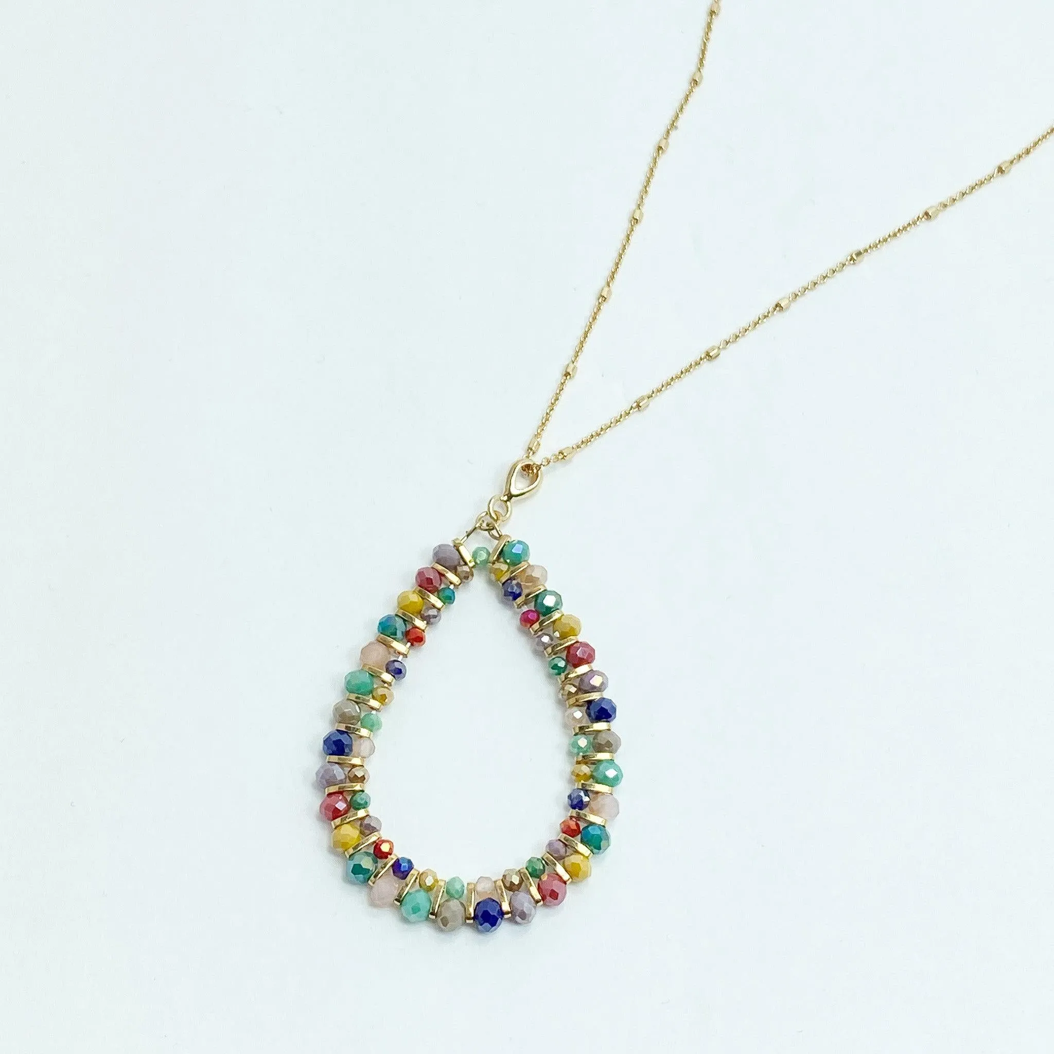 Long Multi-Color Teardrop Necklace