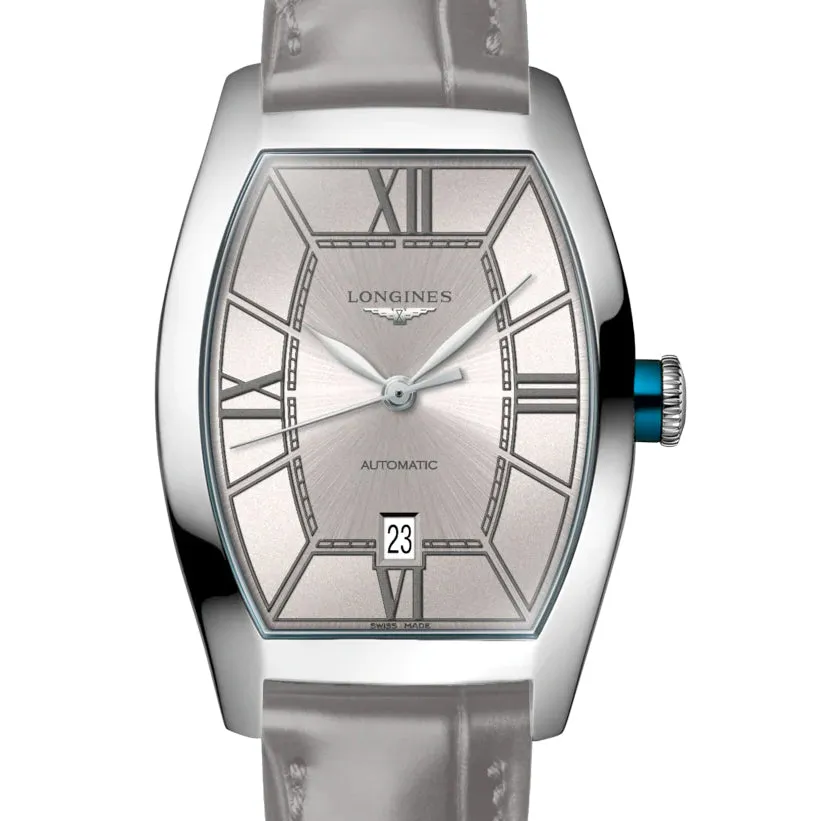 Longines Evidenza 26x30.60MM Automatic Champagne Colored Dial Grey Leather Strap Watch L21424662