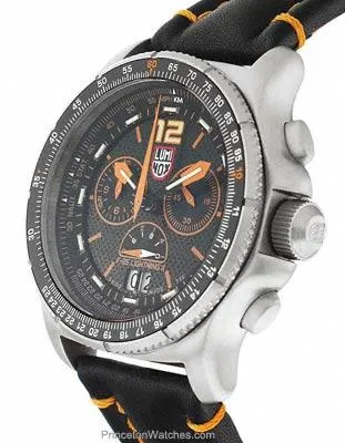 Luminox Mens F-35 Lightning II Chrono - Black and Orange Dial - Leather - Steel