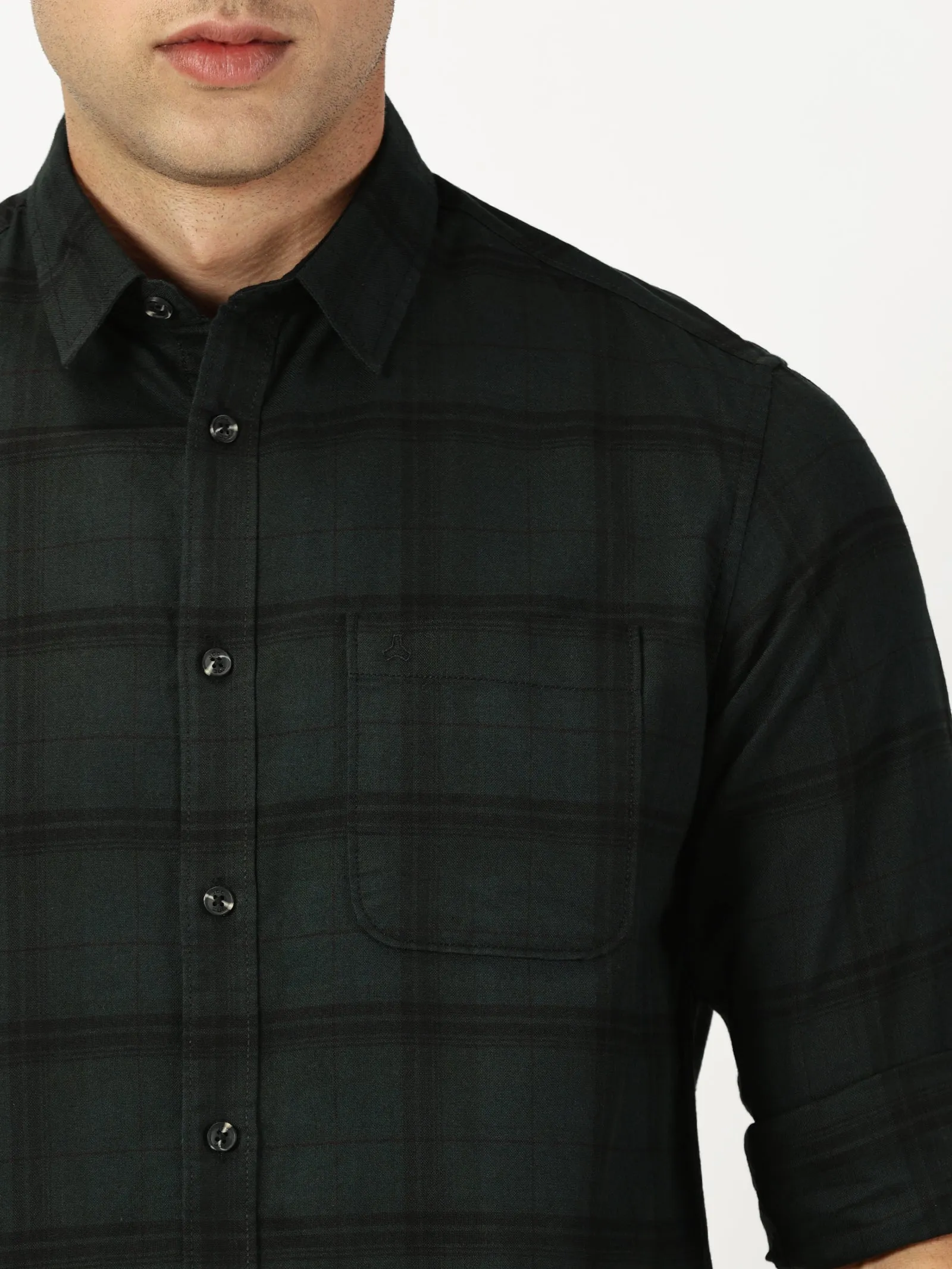 MEN'S GREEN CHECKS SLIM FIT SHIRT