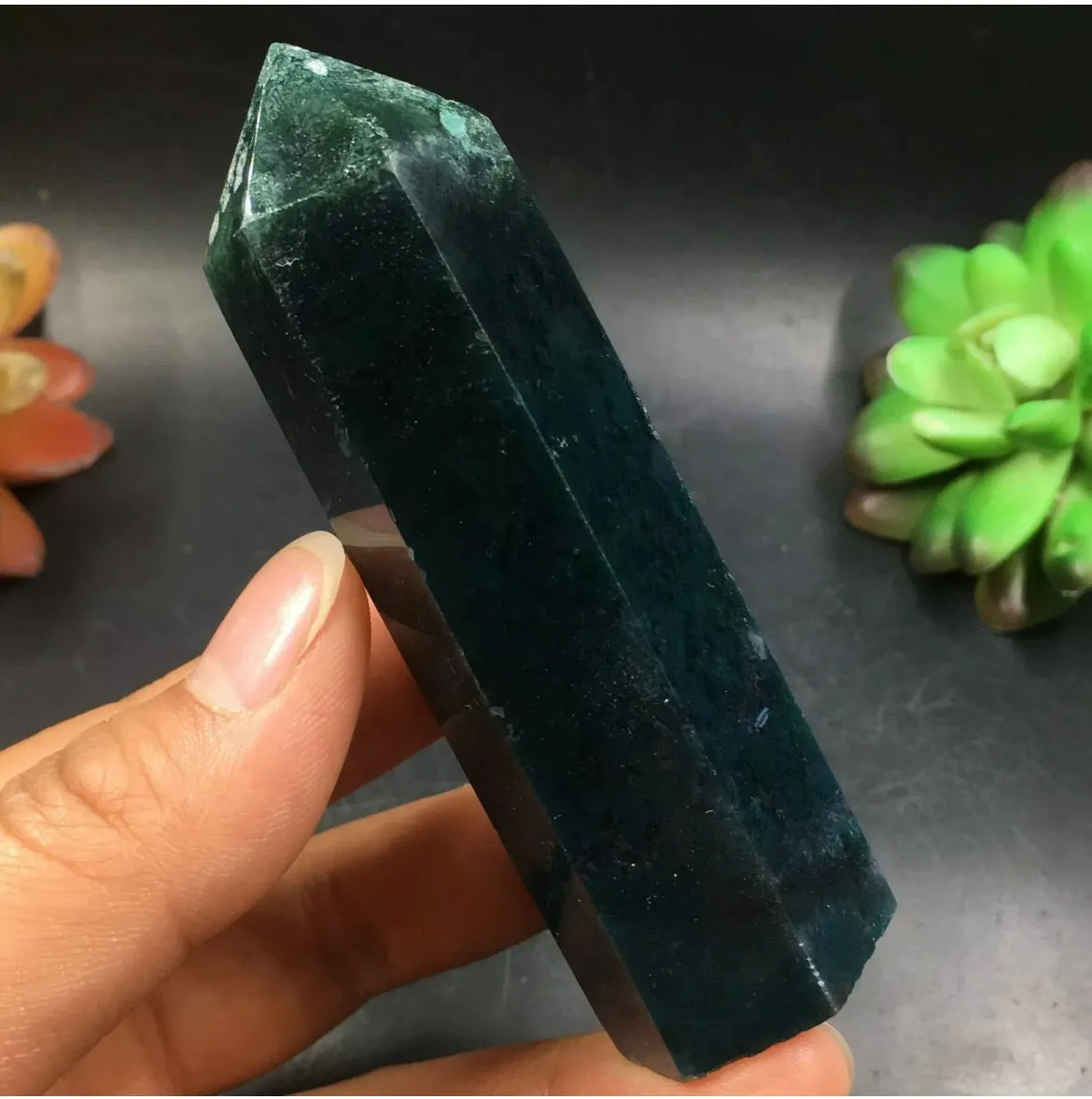 Natural Moss agate Wand Point