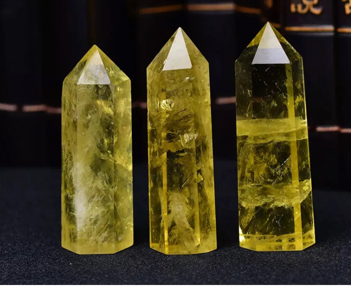 Natural Yellow Citrine gemstone Healing Obelisk Wand