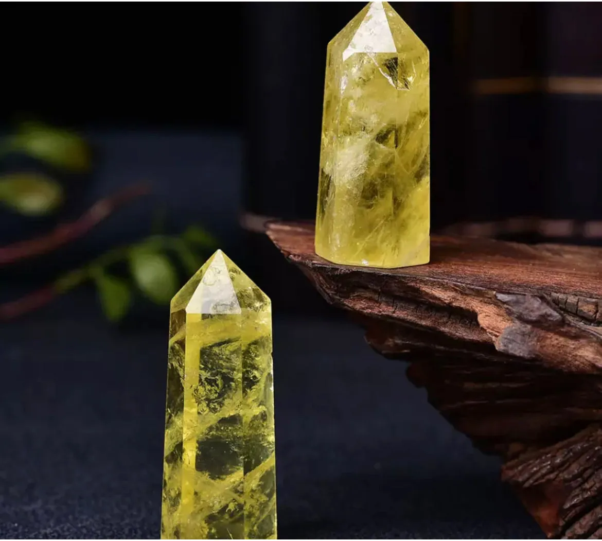 Natural Yellow Citrine gemstone Healing Obelisk Wand