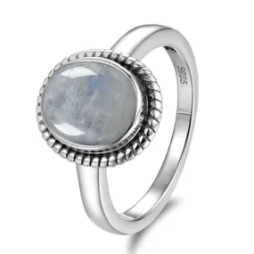 New Fashion Oval Natural Moonstones Ring