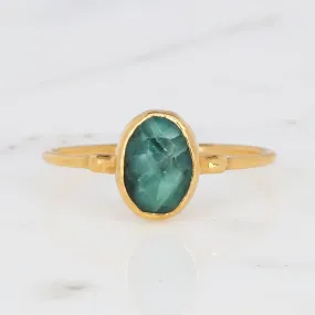 Oval Rosecut Raw Emerald Ring