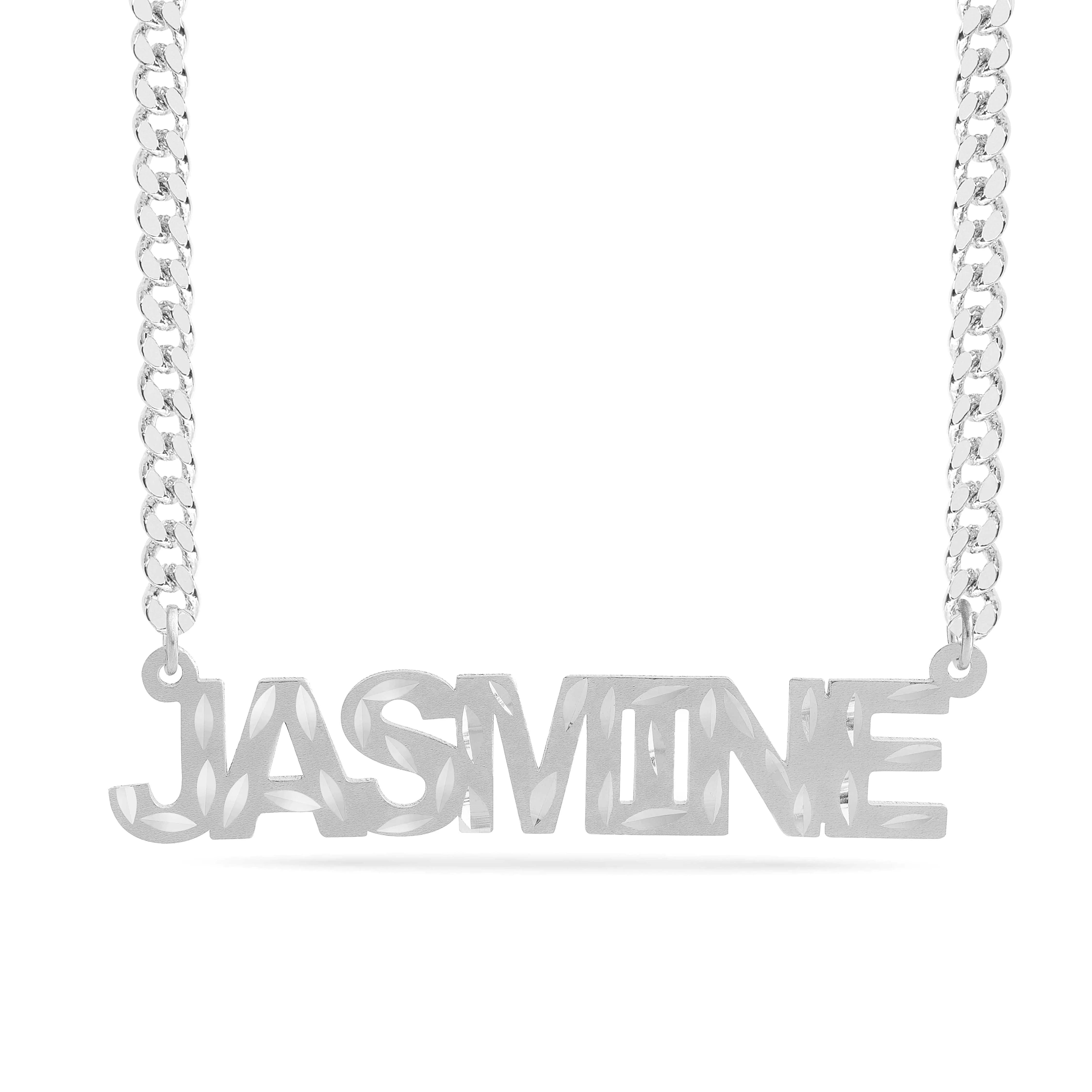 Personalized Name necklace with  Diamond Cut and Satin Finish JASMINE