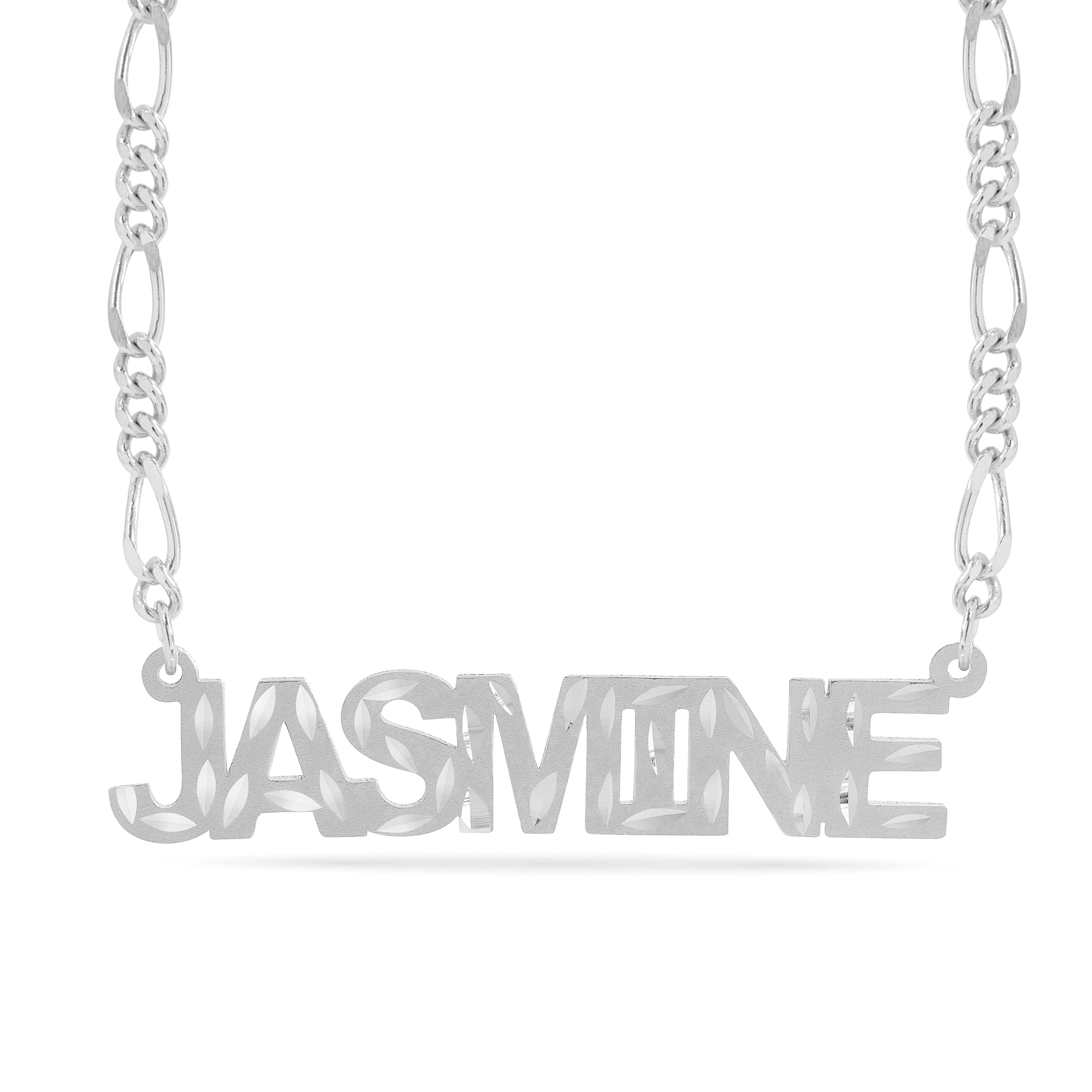 Personalized Name necklace with  Diamond Cut and Satin Finish JASMINE