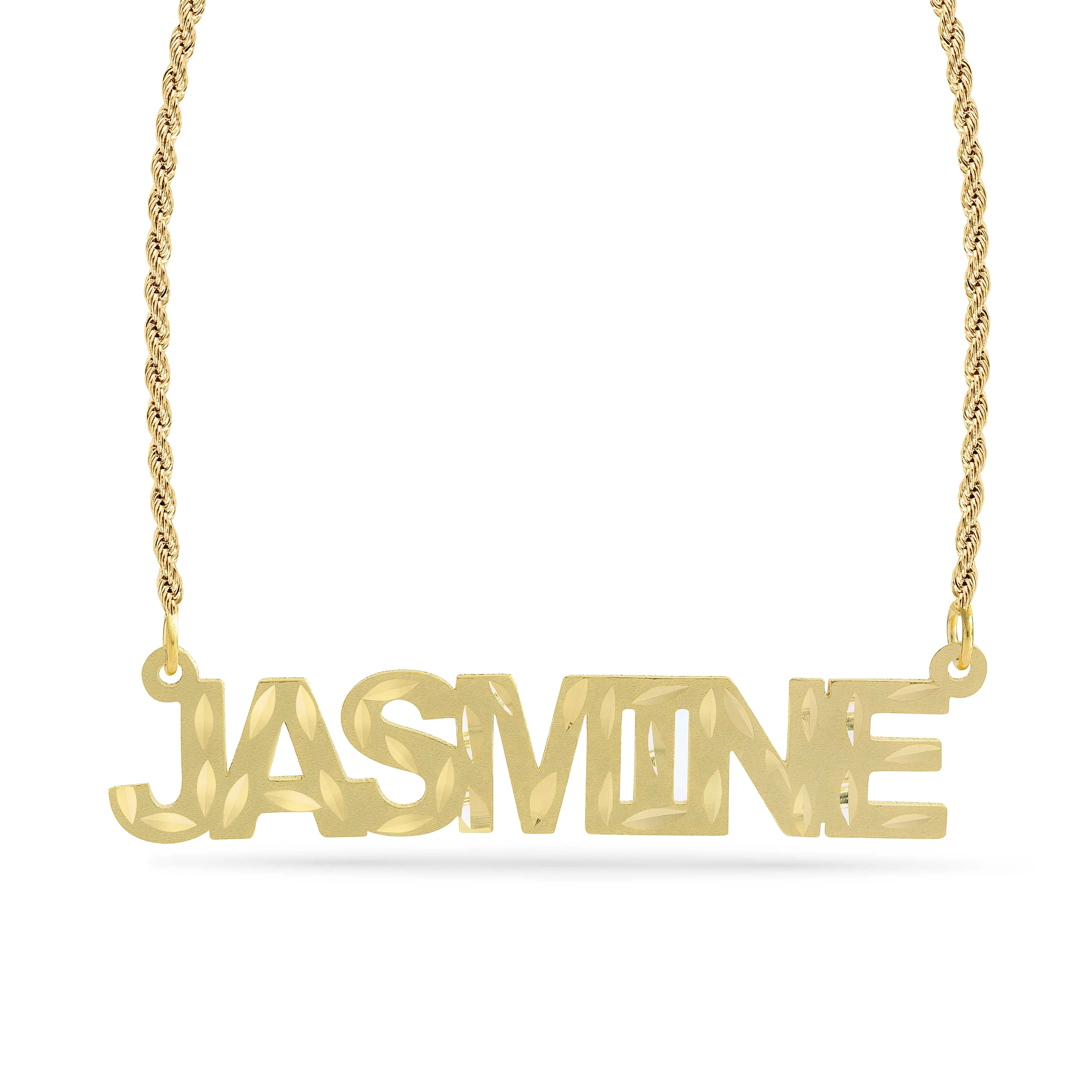 Personalized Name necklace with  Diamond Cut and Satin Finish JASMINE