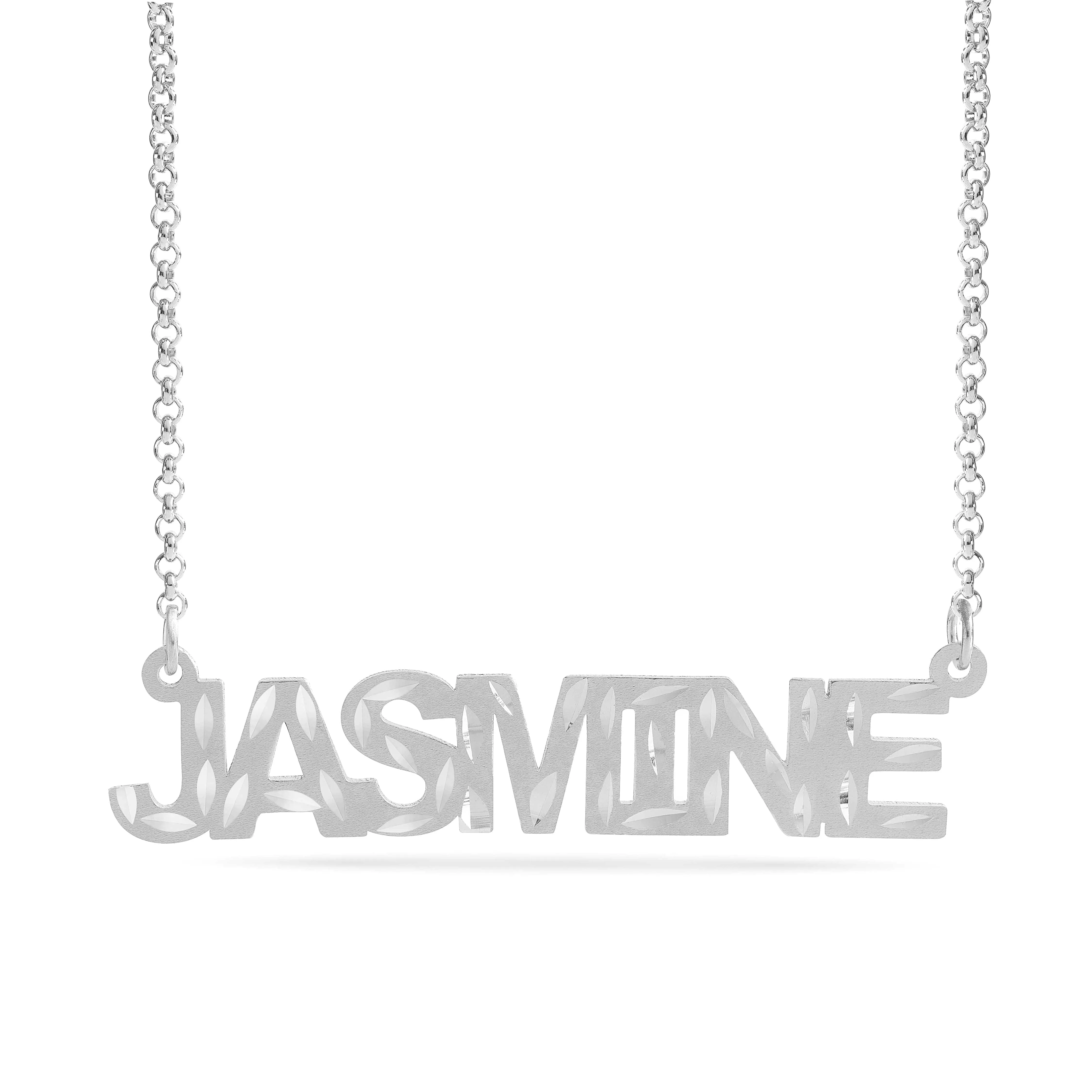 Personalized Name necklace with  Diamond Cut and Satin Finish JASMINE